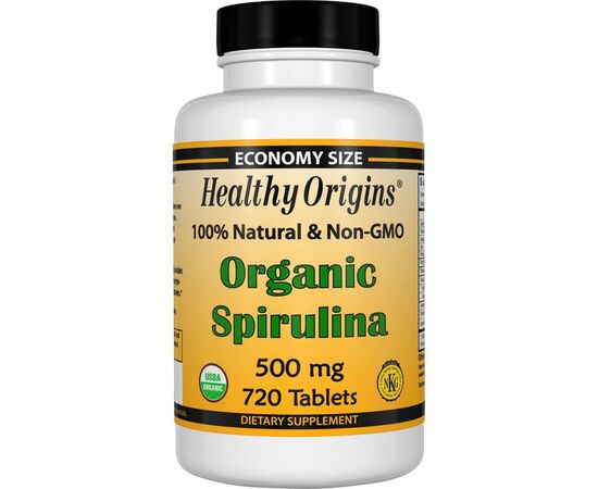 Травы Healthy Origins Органическая Спирулина, Organic Spirulina, 500 мг, 720 табл (HO88239)