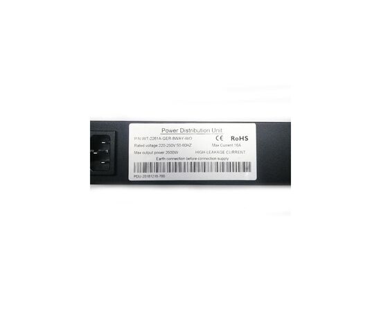 Силовий блок Eserver 19" 8 розеток, выкл., алюм. корпус PDU 220В, 16А (WT-2261A-GER-8WAY-WO), зображення 4 Силовий блок Eserver 19" 8 розеток, выкл., алюм. корпус PDU 220В, 16А (WT-2261A-GER-8WAY-WO), зображення 4