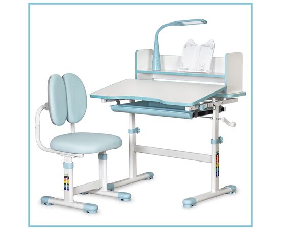 Парта со стулом ErgoKids Blue ( +полка+лампа) (BD-24 BL), изображение 3 Парта со стулом ErgoKids Blue ( +полка+лампа) (BD-24 BL), изображение 3