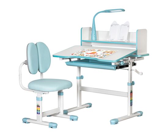 Парта со стулом ErgoKids Blue ( +полка+лампа) (BD-24 BL)
