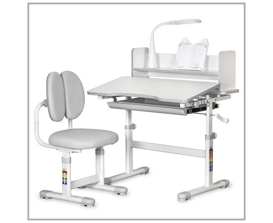 Парта со стулом ErgoKids Grey (+полка+лампа) (BD-24 G), изображение 3 Парта со стулом ErgoKids Grey (+полка+лампа) (BD-24 G), изображение 3