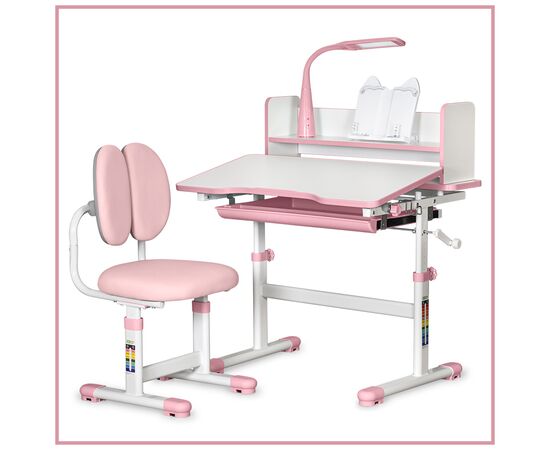 Парта со стулом ErgoKids Pink (+полка+лампа) (BD-24 PN), изображение 3 Парта со стулом ErgoKids Pink (+полка+лампа) (BD-24 PN), изображение 3