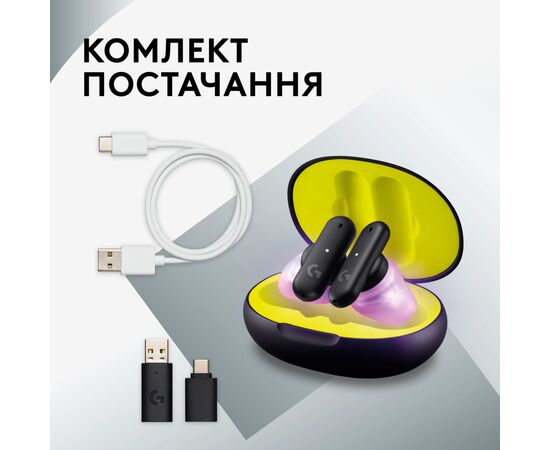 Наушники Logitech FITS True Wireless Gaming Earbuds Black (985-001182), изображение 9