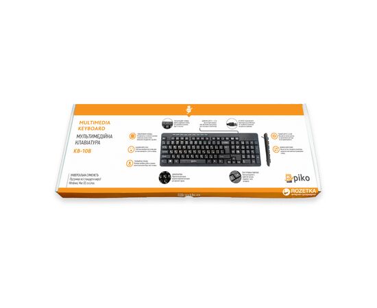 Клавиатура Piko KB-108 USB Black (1283126467103), изображение 4 Клавиатура Piko KB-108 USB Black (1283126467103), изображение 4