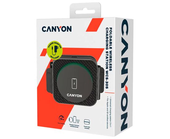 Зарядное устройство Canyon WS-305 Foldable 3in1 Wireless charger (CNS-WCS305B), изображение 8 Зарядное устройство Canyon WS-305 Foldable 3in1 Wireless charger (CNS-WCS305B), изображение 8