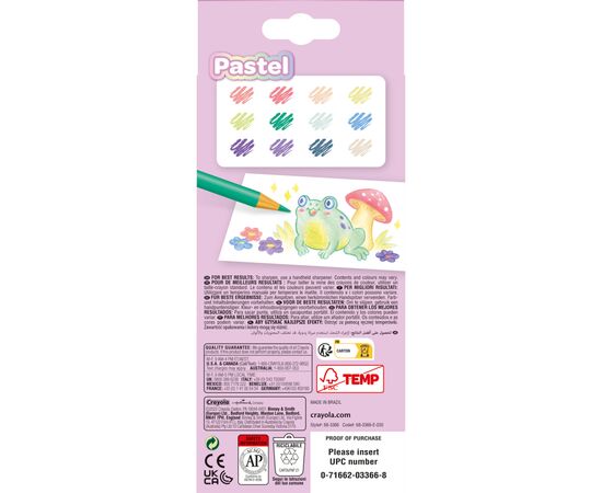 Олівці кольорові Crayola пастельні 12 шт (68-3366), зображення 2 Олівці кольорові Crayola пастельні 12 шт (68-3366), зображення 2