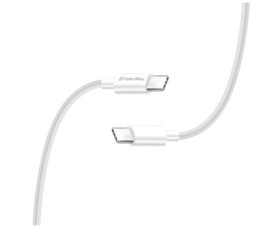 Дата кабель USB-C to USB-C 2.0m 3A 65W white ColorWay (CW-CBPDCC056-WT), изображение 2 Дата кабель USB-C to USB-C 2.0m 3A 65W white ColorWay (CW-CBPDCC056-WT), изображение 2