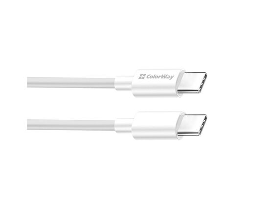 Дата кабель USB-C to USB-C 2.0m 3A 65W white ColorWay (CW-CBPDCC056-WT), изображение 5 Дата кабель USB-C to USB-C 2.0m 3A 65W white ColorWay (CW-CBPDCC056-WT), изображение 5