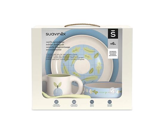 Набор детской посуды Suavinex голубой (300830/1), изображение 2 Набор детской посуды Suavinex голубой (300830/1), изображение 2