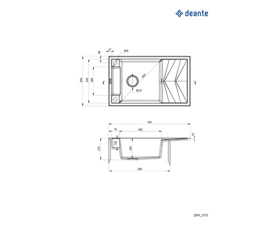 Мойка кухонная Deante Magnetic (ZRM A113), изображение 2 Мойка кухонная Deante Magnetic (ZRM A113), изображение 2