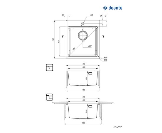 Мойка кухонная Deante Olfato (ZPO 010A), изображение 4 Мойка кухонная Deante Olfato (ZPO 010A), изображение 4