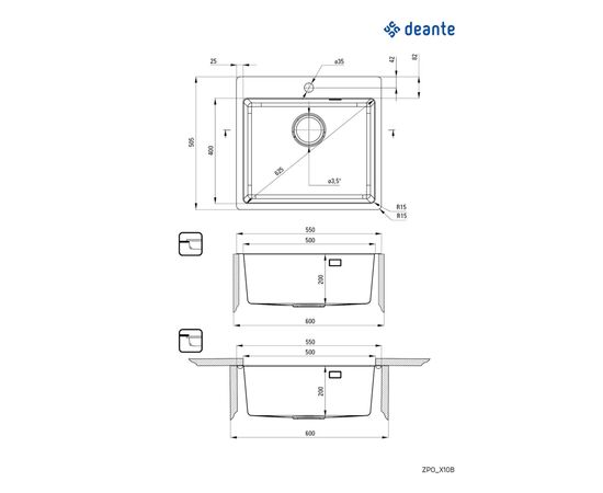 Мойка кухонная Deante Olfato (ZPO 010B), изображение 2 Мойка кухонная Deante Olfato (ZPO 010B), изображение 2