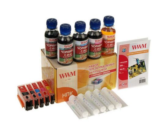 Комплект перезаправляемых картриджей WWM CANON MG5440/MG5540/MG6440 +chip (RC.CLI-451)