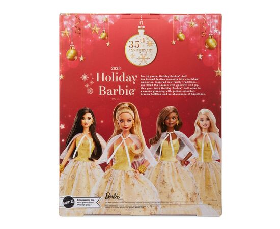 Кукла Barbie коллекционная Праздничная в роскошном золотистом платье (HJX04), изображение 6 Кукла Barbie коллекционная Праздничная в роскошном золотистом платье (HJX04), изображение 6