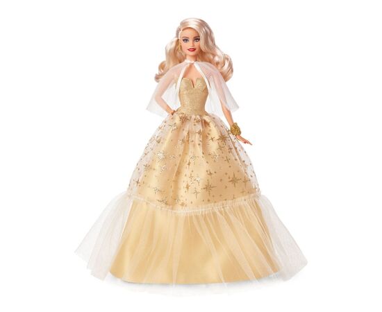 Кукла Barbie коллекционная Праздничная в роскошном золотистом платье (HJX04)