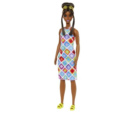 Кукла Barbie Fashionistas в платье с узором в ромб (HJT07), изображение 2 Кукла Barbie Fashionistas в платье с узором в ромб (HJT07), изображение 2