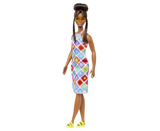 Кукла Barbie Fashionistas в платье с узором в ромб (HJT07), изображение 3 Кукла Barbie Fashionistas в платье с узором в ромб (HJT07), изображение 3