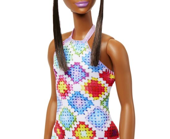 Кукла Barbie Fashionistas в платье с узором в ромб (HJT07), изображение 5 Кукла Barbie Fashionistas в платье с узором в ромб (HJT07), изображение 5