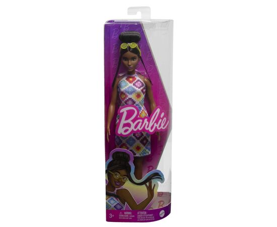 Кукла Barbie Fashionistas в платье с узором в ромб (HJT07), изображение 6 Кукла Barbie Fashionistas в платье с узором в ромб (HJT07), изображение 6
