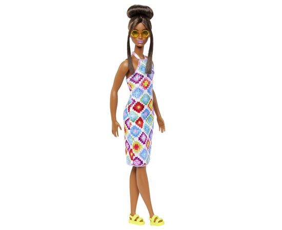 Кукла Barbie Fashionistas в платье с узором в ромб (HJT07)