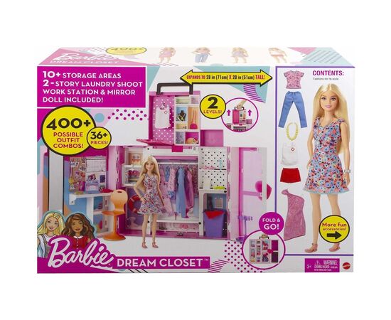 Аксесуар до ляльки Barbie Двоповерхова шафа мрії з лялькою (HGX57), зображення 5 Аксесуар до ляльки Barbie Двоповерхова шафа мрії з лялькою (HGX57), зображення 5