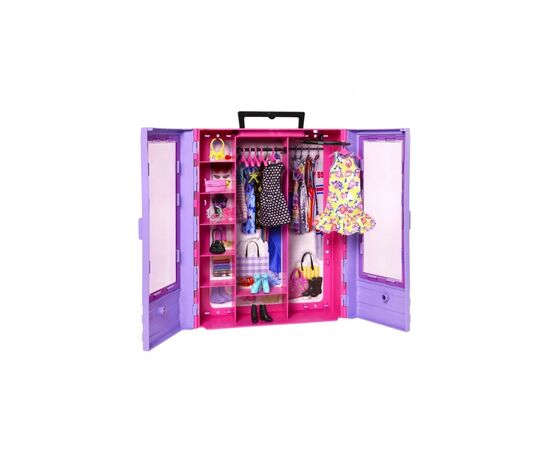 Аксесуар до ляльки Barbie Бузкова шафа для одягу з лялькою (HJL66), зображення 2 Аксесуар до ляльки Barbie Бузкова шафа для одягу з лялькою (HJL66), зображення 2