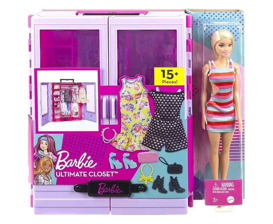 Аксесуар до ляльки Barbie Бузкова шафа для одягу з лялькою (HJL66), зображення 5 Аксесуар до ляльки Barbie Бузкова шафа для одягу з лялькою (HJL66), зображення 5