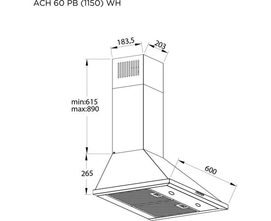 Вытяжка кухонная Pyramida ACH 60 PB (1150) WH, изображение 7 Вытяжка кухонная Pyramida ACH 60 PB (1150) WH, изображение 7