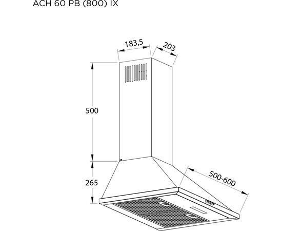Вытяжка кухонная Pyramida ACH 60 PB (800) IX, изображение 7 Вытяжка кухонная Pyramida ACH 60 PB (800) IX, изображение 7