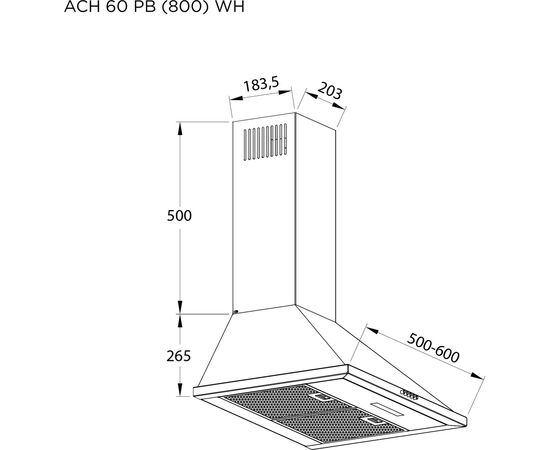 Вытяжка кухонная Pyramida ACH 60 PB (800) WH, изображение 7 Вытяжка кухонная Pyramida ACH 60 PB (800) WH, изображение 7