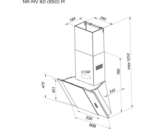 Вытяжка кухонная Pyramida NR-MV 60 (850) M BL, изображение 9 Вытяжка кухонная Pyramida NR-MV 60 (850) M BL, изображение 9