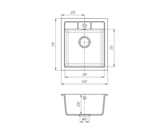 Мойка кухонная ROMZHA Adiere Antracit (901) (RO43447), изображение 2 Мойка кухонная ROMZHA Adiere Antracit (901) (RO43447), изображение 2