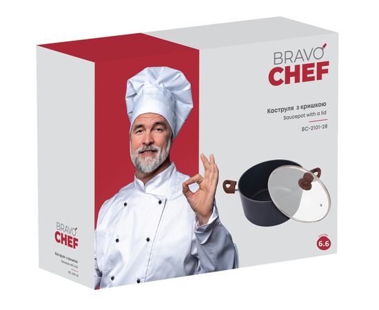 Кастрюля Bravo Chef Класична 6.6 л (BC-2101-28), изображение 7 Кастрюля Bravo Chef Класична 6.6 л (BC-2101-28), изображение 7
