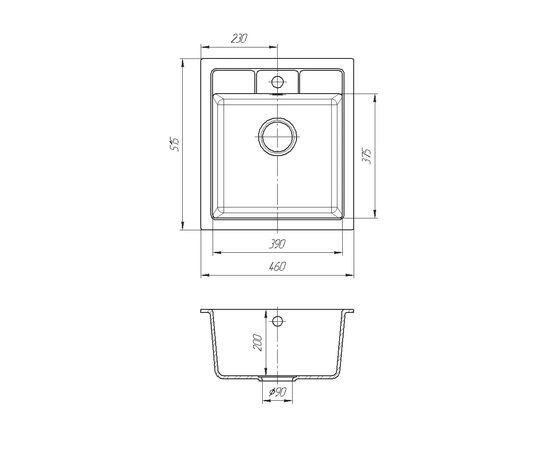 Мийка кухонна ROMZHA Adiere Grafit (201) (RO48675), зображення 2 Мийка кухонна ROMZHA Adiere Grafit (201) (RO48675), зображення 2