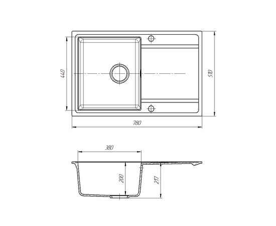 Мийка кухонна ROMZHA Jorum 78 Avena (501) (RO43460), зображення 2 Мийка кухонна ROMZHA Jorum 78 Avena (501) (RO43460), зображення 2
