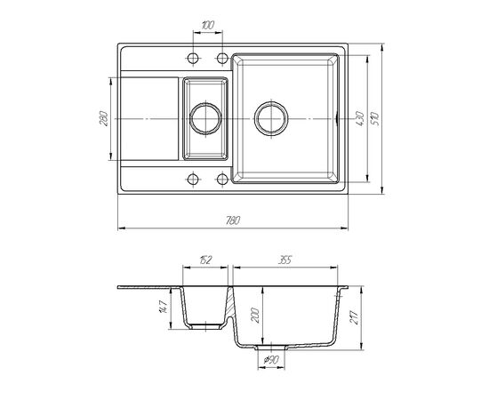 Мойка кухонная ROMZHA Jorum 78D Maro (801) (RO43537), изображение 2
