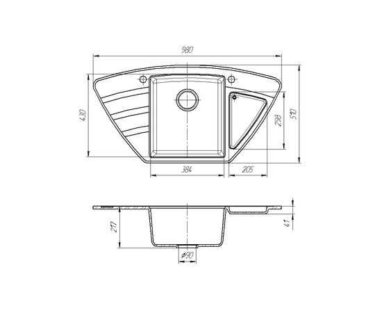 Мойка кухонная ROMZHA Jorum 98B Biela (101) (RO48470), изображение 2 Мойка кухонная ROMZHA Jorum 98B Biela (101) (RO48470), изображение 2