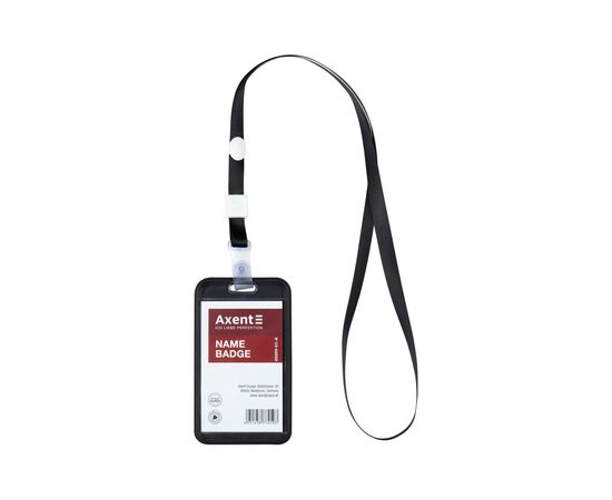 Шнурок для бейджа Axent с силиконовым клипом, черный (4551-01-A), изображение 2