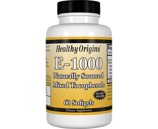Витамин Healthy Origins Витамин Е 1000IU, 60 желатиновых капсул (HO15149)