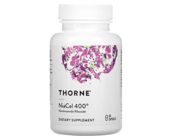 Вітамін Thorne Research Нікотинамід Рибозид, 415 мг, Nicotinamide Riboside, NiaCel 400, 60 капсул (THR-01208)