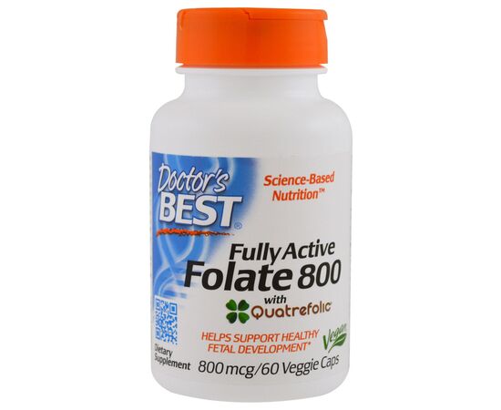 Витамин Doctor's Best Полностью Активированный Фолат 800мкг, Quatrefolic, 60 гелевы (DRB-00458)