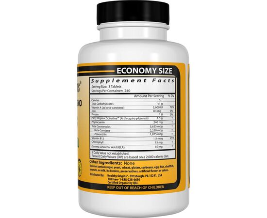 Травы Healthy Origins Органическая Спирулина, Organic Spirulina, 500 мг, 720 таблеток (HO88239), изображение 2 Травы Healthy Origins Органическая Спирулина, Organic Spirulina, 500 мг, 720 таблеток (HO88239), изображение 2