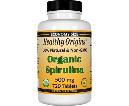 Травы Healthy Origins Органическая Спирулина, Organic Spirulina, 500 мг, 720 таблеток (HO88239)