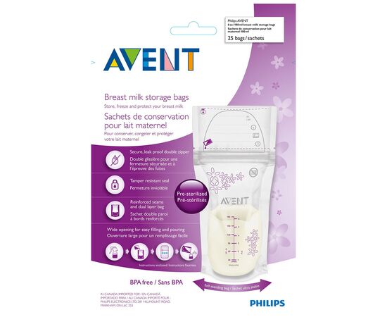 Пакет для хранения грудного молока Philips AVENT SCF603/25, изображение 2 Пакет для хранения грудного молока Philips AVENT SCF603/25, изображение 2