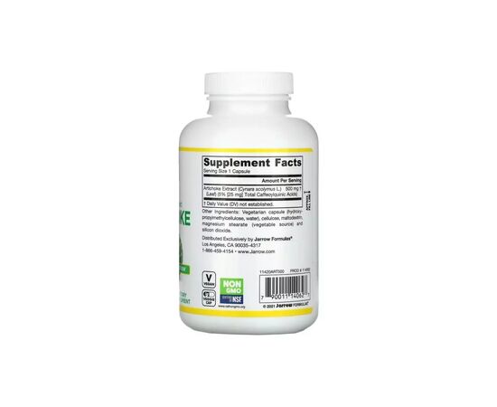 Травы Jarrow Formulas Артишок, Artichoke, 180 вегетарианских капсул (JRW14062), изображение 2 Травы Jarrow Formulas Артишок, Artichoke, 180 вегетарианских капсул (JRW14062), изображение 2