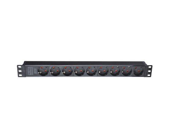 Силовой блок Eserver 19" 9 розеток, кабель 1.8м, алюм. корпус PDU 220В, 16А (WT-2261A-GER-9WAY)