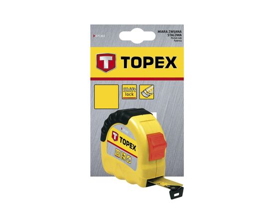 Рулетка Topex стальная лента 5 м x 19 мм (27C305), изображение 2 Рулетка Topex стальная лента 5 м x 19 мм (27C305), изображение 2