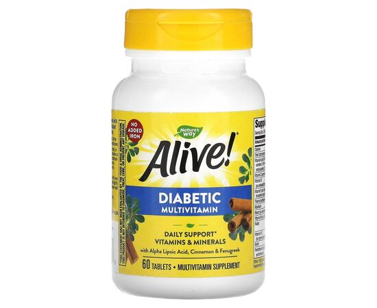 Мультивітамін Nature's Way Діабетичні мультивітаміни, Alive! Diabetic Multivitamin, 60 табл (NWY-12371)