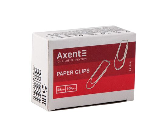 Скрепки канцелярские Axent пятиугольные никелированные 28мм 100шт (картонная упаковка) (4113-A), изображение 2 Скрепки канцелярские Axent пятиугольные никелированные 28мм 100шт (картонная упаковка) (4113-A), изображение 2