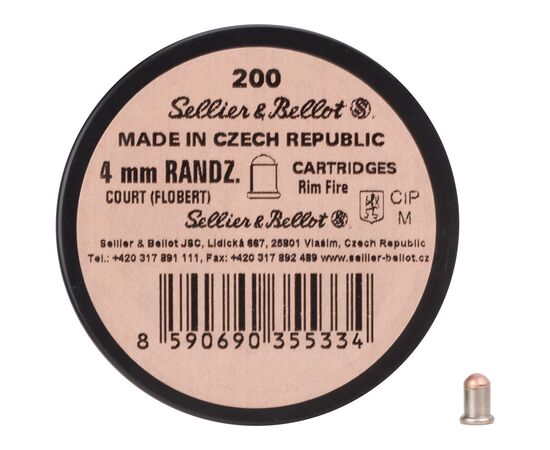 Патроны Флобера Sellier & Bellot Bellot Randz Curte кал. 4 mm short 200 шт (V355332), изображение 2 Патроны Флобера Sellier & Bellot Bellot Randz Curte кал. 4 mm short 200 шт (V355332), изображение 2